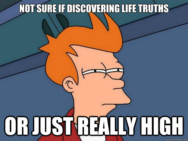 Not sure if discovering life truths OR JUST REALLY HIGH  Futurama Fry