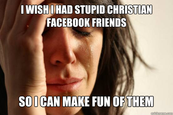 I wish I had Stupid Christian Facebook friends So i can make fun of them Caption 3 goes here  First World Problems