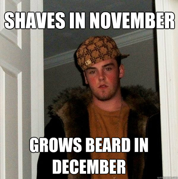 Shaves in november Grows beard in December  Scumbag Steve