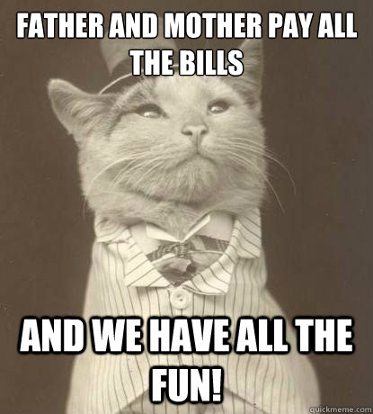 Father and Mother pay all the bills And we have all the fun!  Aristocat