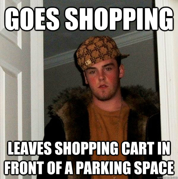 Goes shopping leaves shopping cart in front of a parking space - Goes shopping leaves shopping cart in front of a parking space  Scumbag Steve