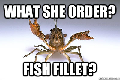 What she order? Fish Fillet? - What she order? Fish Fillet?  That shit crayfish