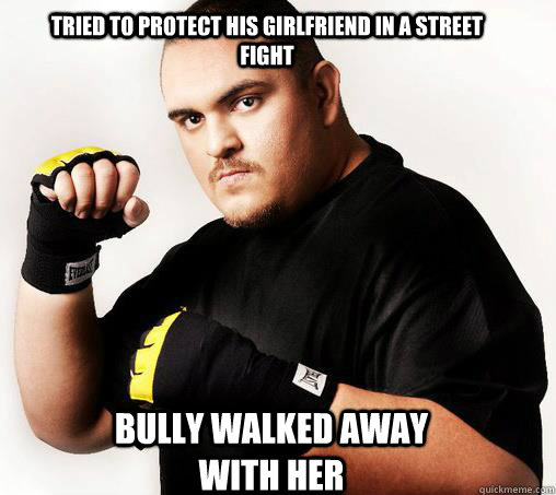 Tried to protect his girlfriend in a street fight bully walked away with her  