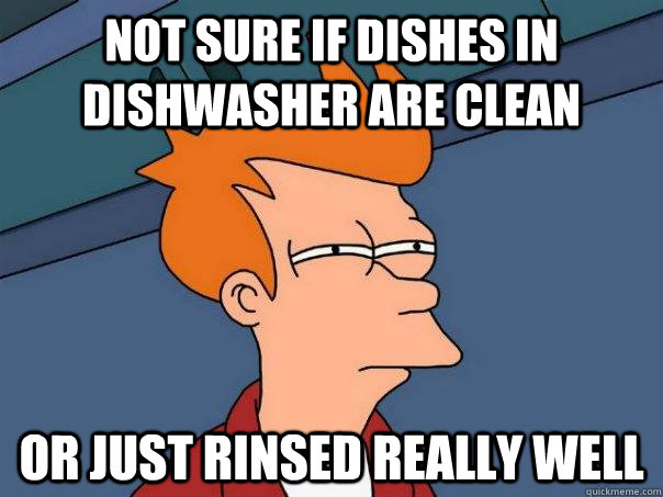 Not sure if dishes in dishwasher are clean Or just rinsed really well  Futurama Fry