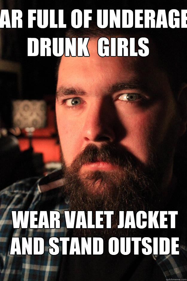 Bar full of underage drunk  girls wear valet jacket and stand outside

  Dating Site Murderer