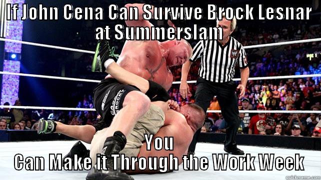 IF JOHN CENA CAN SURVIVE BROCK LESNAR AT SUMMERSLAM YOU CAN MAKE IT THROUGH THE WORK WEEK Misc