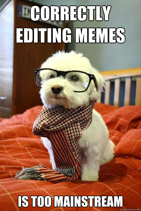 Correctly editing memes is too mainstream  Hipster Dog