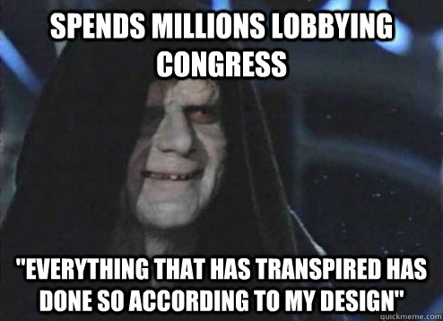 Spends millions lobbying congress 