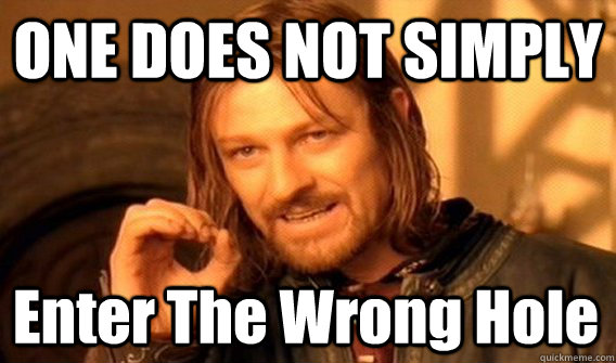 ONE DOES NOT SIMPLY Enter The Wrong Hole  One Does Not Simply