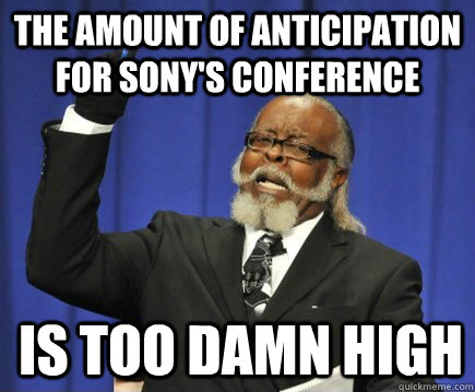 the amount of anticipation for Sony's conference is too damn high  Too Damn High