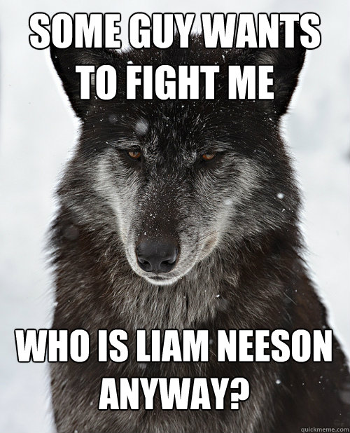 Some guy wants 
to fight me Who is Liam Neeson anyway?  Sad Wolf