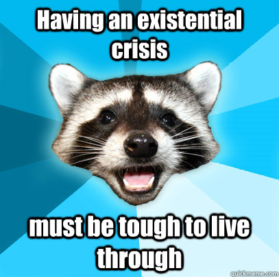 Having an existential crisis must be tough to live through - Having an existential crisis must be tough to live through  Lame Pun Coon