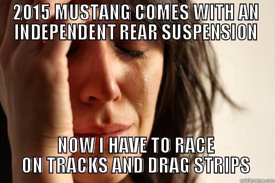 2015 MUSTANG COMES WITH AN INDEPENDENT REAR SUSPENSION NOW I HAVE TO RACE ON TRACKS AND DRAG STRIPS First World Problems