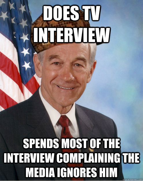 Does TV Interview  Spends most of the interview complaining the media ignores him   