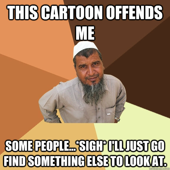 This cartoon offends me Some people...*sigh* I'll just go find something else to look at.  Ordinary Muslim Man