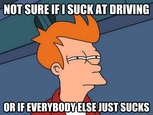 Not sure if I suck at driving Or if everybody else just sucks - Not sure if I suck at driving Or if everybody else just sucks  Futurama Fry