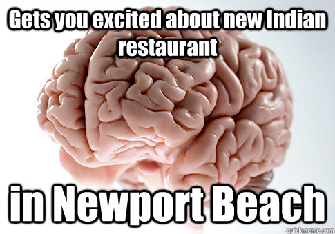 Gets you excited about new Indian restaurant in Newport Beach  Scumbag Brain