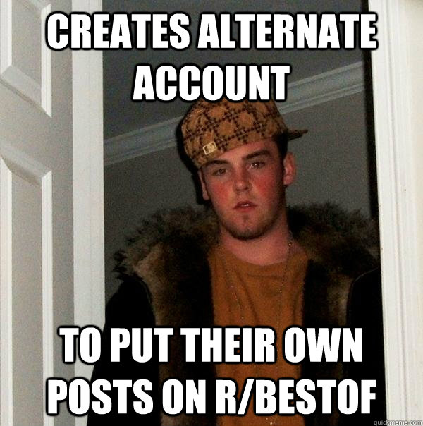 Creates alternate account to put their own posts on r/bestof  Scumbag Steve