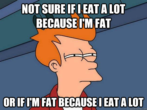 Not sure if I eat a lot because I'm fat or if I'm fat because I eat a lot - Not sure if I eat a lot because I'm fat or if I'm fat because I eat a lot  Futurama Fry