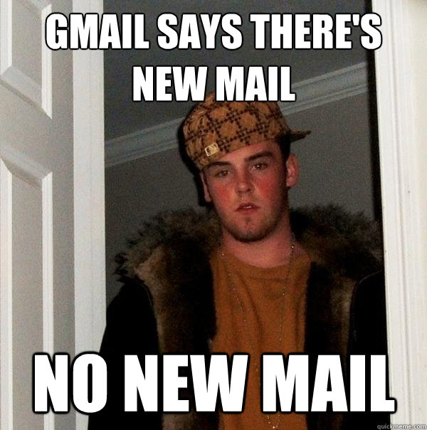 GMail says there's new mail No new mail - GMail says there's new mail No new mail  Scumbag Steve