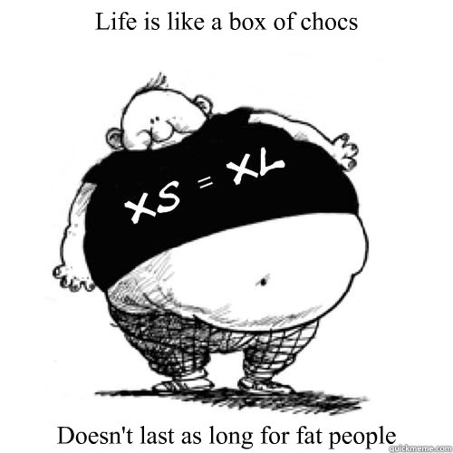 Life is like a box of chocs Doesn't last as long for fat people  