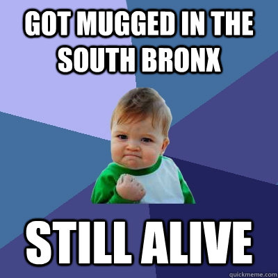 Got mugged in the south bronx still alive  Success Kid