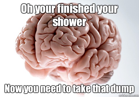 Oh your finished your shower  Now you need to take that dump    Scumbag Brain