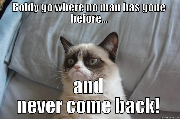 BOLDY GO WHERE NO MAN HAS GONE BEFORE... AND NEVER COME BACK! Grumpy Cat