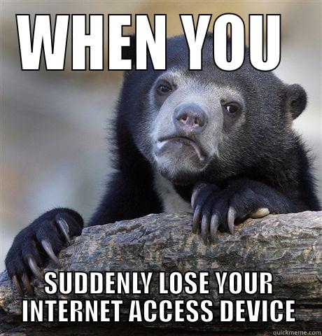 WHEN YOU  SUDDENLY LOSE YOUR INTERNET ACCESS DEVICE Confession Bear