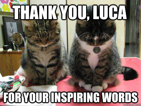 THANK YOU, LUCA FOR YOUR INSPIRING WORDS  Praying cats