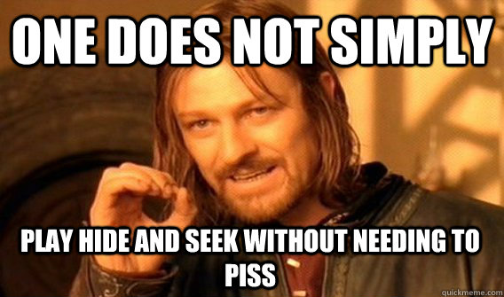 ONE DOES NOT SIMPLY PLAY HIDE AND SEEK WITHOUT NEEDING TO PISS  One Does Not Simply