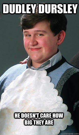 Dudley Dursley he doesn't care how big they are  