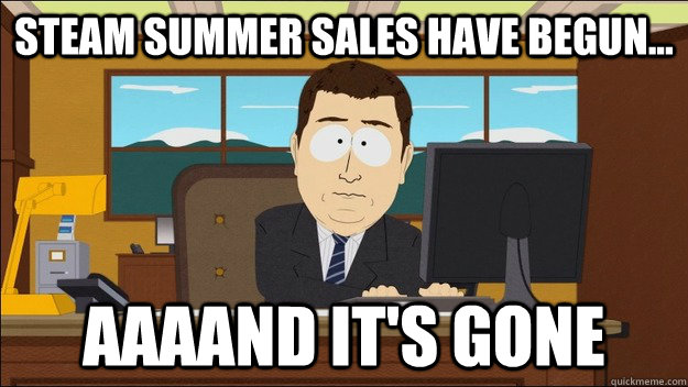 Steam Summer Sales Have begun... Aaaand it's gone  aaaand its gone