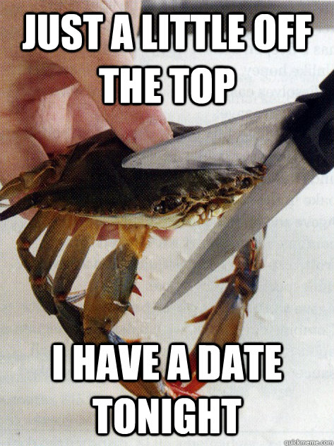 Just a little off the top I have a date tonight - Just a little off the top I have a date tonight  Optimistic Crab