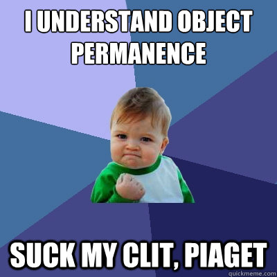 i understand object permanence suck my clit, piaget  Success Kid