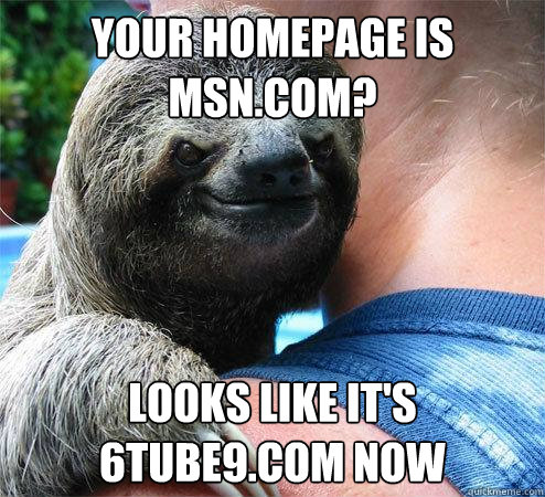 your homepage is msn.com? looks like it's 6tube9.com now
  Suspiciously Evil Sloth