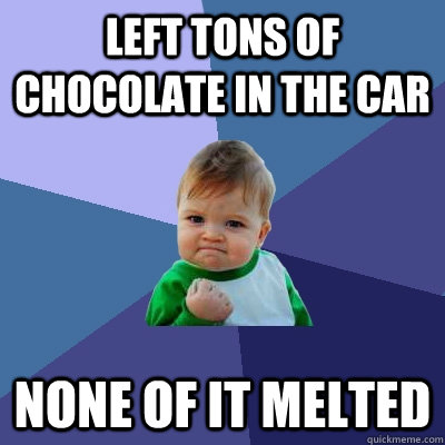 Left tons of chocolate in the car None of it melted  Success Kid