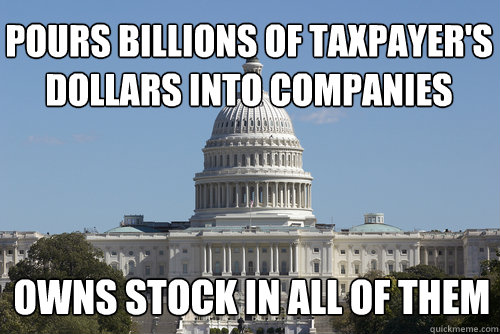 POURS billions OF TAXPAYER's dollars INTO Companies owns stock in all of them  Scumbag Congress