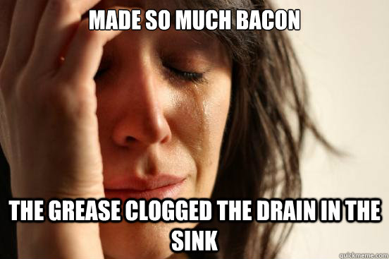 Made so much bacon the grease clogged the drain in the sink - Made so much bacon the grease clogged the drain in the sink  FirstWorldProblems