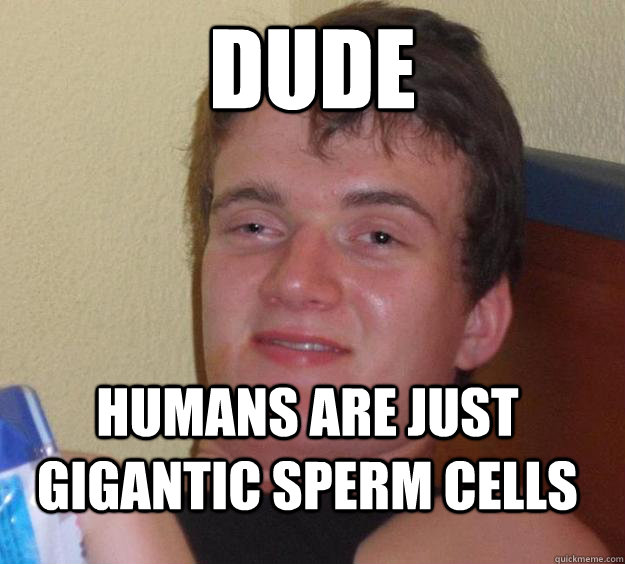 Dude Humans are just gigantic sperm cells  10 Guy