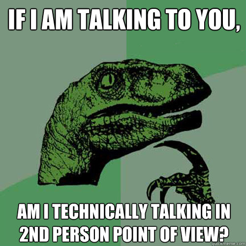 If I am talking to you, Am I technically talking in 2nd person point of view?  Philosoraptor