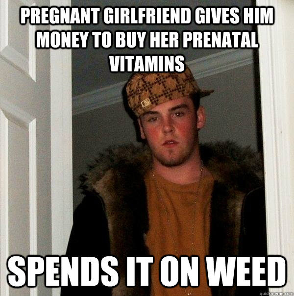 pregnant girlfriend gives him money to buy her prenatal vitamins spends it on weed - pregnant girlfriend gives him money to buy her prenatal vitamins spends it on weed  Scumbag Steve