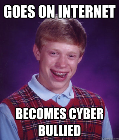 goes on internet  becomes cyber bullied - goes on internet  becomes cyber bullied  Bad Luck Brian