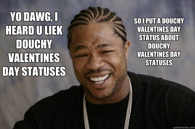 Yo Dawg, i heard u liek douchy valentines day statuses So i put a douchy valentines day status about douchy valentines day statuses  Xzibit meme