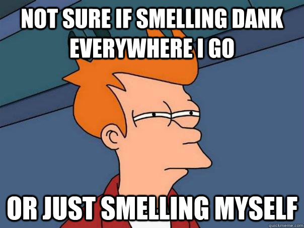 Not sure if smelling dank everywhere i go or just smelling myself  Futurama Fry