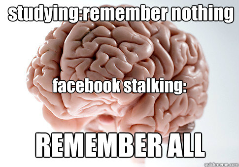 studying:remember nothing facebook stalking: REMEMBER ALL  Scumbag Brain