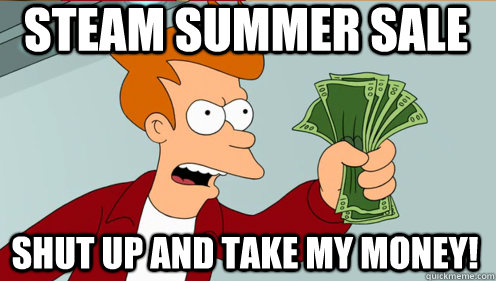 Steam Summer Sale shut up and take my money!  Fry shut up and take my money credit card