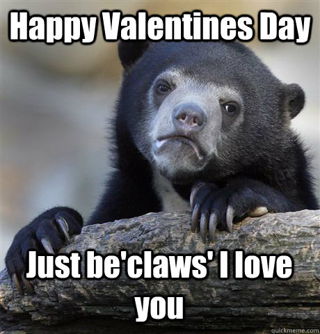 Happy Valentines Day Just be'claws' I love you  Confession Bear