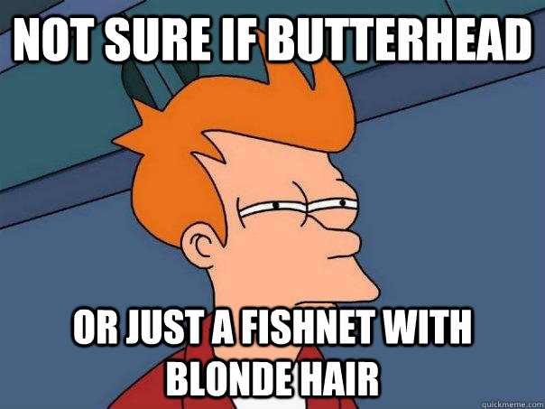 Not sure if butterhead Or just a fishnet with blonde hair  Futurama Fry