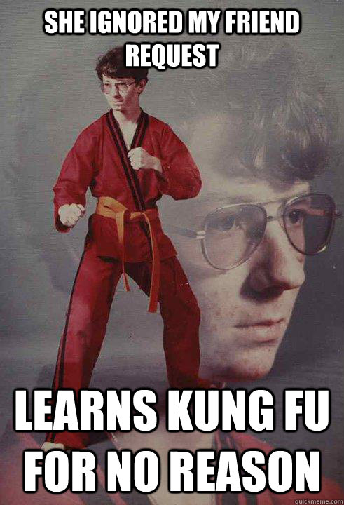 she ignored my friend request learns kung fu for no reason - she ignored my friend request learns kung fu for no reason  Karate Kyle